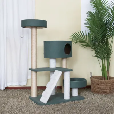 Modern Design Cat Furniture with Comfortable Cave, Bed, Stable and Durable Cat Furniture with a Ladder