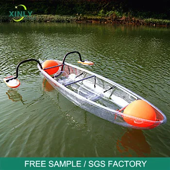 Wholesale Cheap Price Plastic Crystal Rowing Boats Single People Transparent Canoe/Kayak for Sell