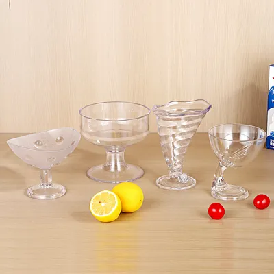 Acrylic Ice Cream Bowl - Clear PC Plastic Candy Dessert Serving Bowl