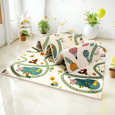 Foldable Baby Play Mat Waterproof Soft Foam Crawling Mat with Carry Bag