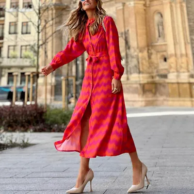 2024 Wholesale Fashion Amazon Printing Bohemia Split Elegant Dress for Women