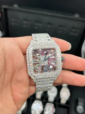 Custom Hand Made Vvs Moissanite Diamond Watch Pass Diamond Tester Fully Iced out Moissanite Watch Hip Hop Watch