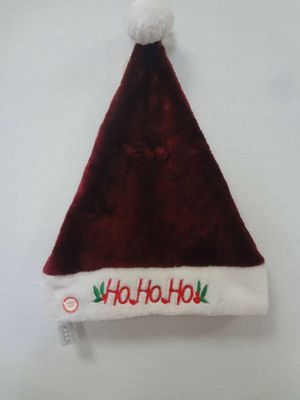Christmas Short Plush Hat with Fiber Optic