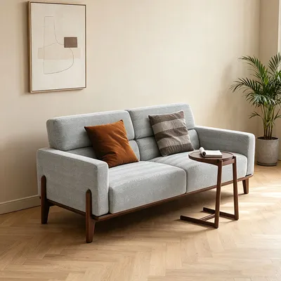 Modern Fabric Sectional Sofa Solid Wood Frame Hotel Villa Furniture