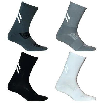 Men Nylon Breathable Road Riding Athletic Crew Socks Reflective Cycling Socks