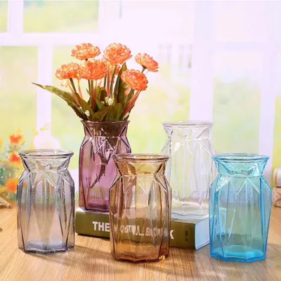 Wholesale Round Decoration Clear Colored Glass Vase