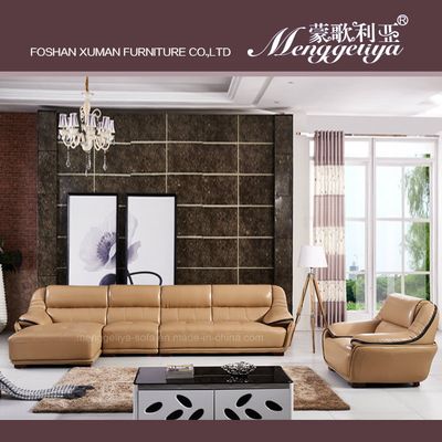 Genuine Leather Shape Chaise Longue Sofa (896#)