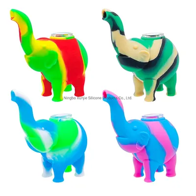 4.5inches Silicone Elephant Smoking Pipe with Glass Bowl Silicone Smoking Hand Pipe
