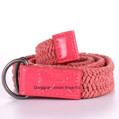 Polyester Twine Weaving Double-Ring Buckle Women Belt for Gift