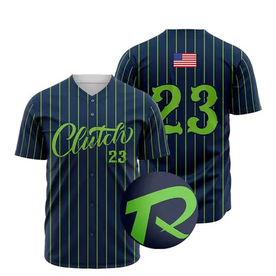 Navy Blue Design Full Button Customization Sports Wear Youth Baseball Jersey Uniform
