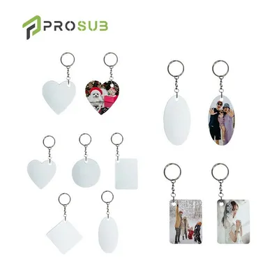 Prosub Wholesale Sublimation Plastic Keychain Custom Print Logo Heart Sublimation Blanks Key Chain