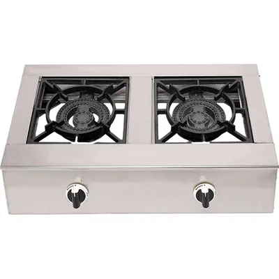 China Manufacture Double Burner Auto Ignition Gas Stove Stainless Steel Silver