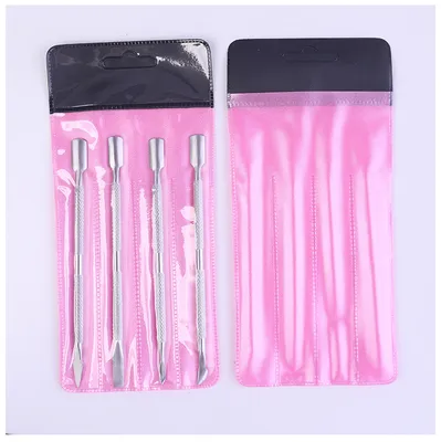 High Quality Customized Logo Silver Angled Square Flat Cuticle Pusher Sets Kit Nail Cuticle Pusher