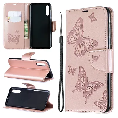 Custom High Quality Leather Phone Case Butterflypattern Logo Free Design PU Cellphone Shell