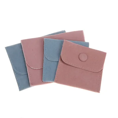 Custom Colorful Velvet Jewelry Pouches with Button