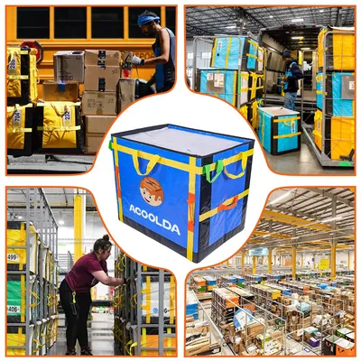 Amazon Courier Style Delivery Bag Logistic PP Woven Zipper Sorting Stacking Bag Tote Transparent Top Large Folding Parcel Warehousing Sortation Cube Container