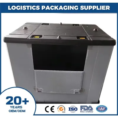 Lightweight China Collapsible Foldable Plastic Pallet Box with Drop Door