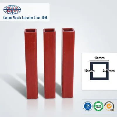 Red 19X19mm Extruded Rigid PVC Square Pipe for Building Framework