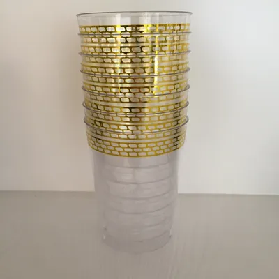 Plastic Cup, Glass, Mug, Tableware, PS, GB-01, Disposable, Hot, Cup, Printing, Gold
