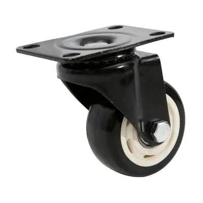 3-Inch Medium-Duty Black PVC Swivel Caster Without Brake