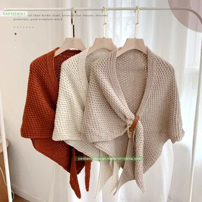 Fashion Plain Cashmere Triangle Scarf Lady Soft Knitted Wool Shawl