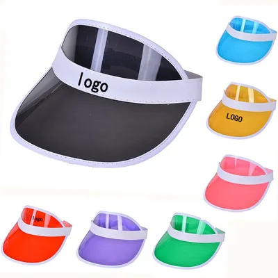 Custom Wholesale Promotion Summer Transparent PVC Sun Visor Hat UV Protection Plastic Empty Top Hat