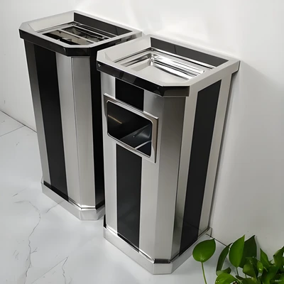 Hotel Classification Trash Bin Lobby Vertical Shopping Mall Elevator Entrance Stainless Steel Dustbin