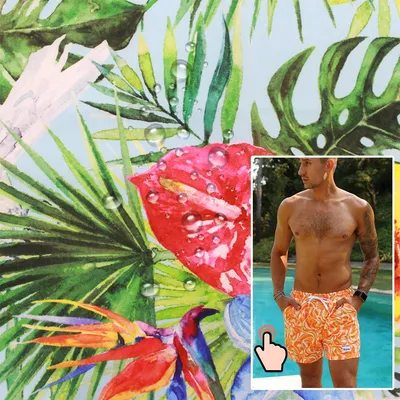Floral Printed Nylon Spandex Fabric - 4 Way Stretch Swimwear & Beach Shorts Fabric