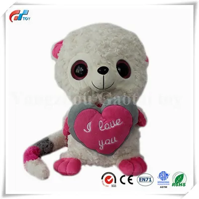 Valentine Gift Stuffed Mongoose Toy with a Red Heart Valentine Toy