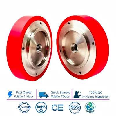 Wear Resistant Female Thread Metal Hub PU Coated Friction Agv Wheel