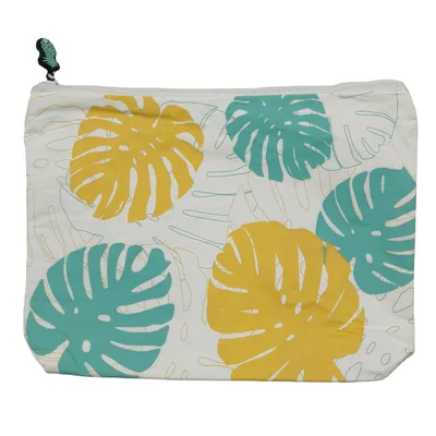 Aloha Style Hawaii White Monstera Medium Pouch Tyvek DuPont Bag