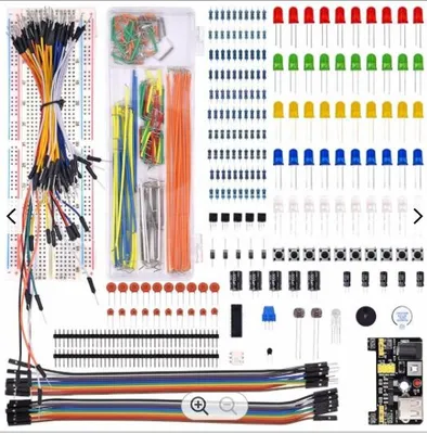 Electronic Component Hardware Basic Starter Kit with 830 Points Breadboard Resistor Capacitor LED Potentiometer