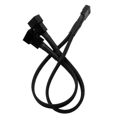Black 4 Pin PWM Fan Splitter Cable, 1 to 2 Converter, Fan Splitter Adapter for Desktop Computer CPU &Fan