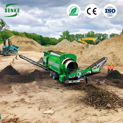 Topsoil Drum Screen by Chinese Manufacturer High Manganese Steel Customized Mobile Stone Trommel Screen Diesel Powered Vibrating Screen Compost Screen
