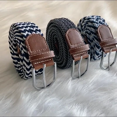 Custom Double Layer Braided Belt Woven Nylon Genuine Leather Men Braided Belt