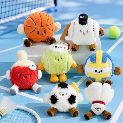 Sports Themed Plush Gel Pen, 2 In1 Pen & Keychain, Backpack Pendant, Cute Gift for Students