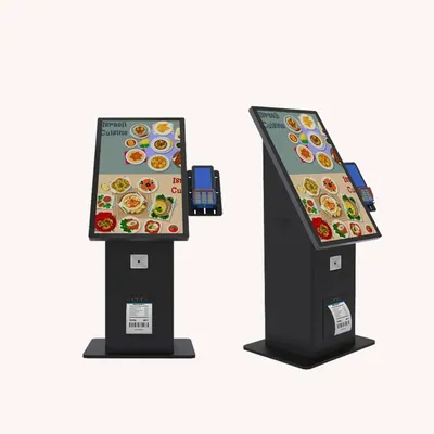 Desktop Self Ordering Kiosk with Thermal Printer Qr Scanner for Cafe Catering Shop