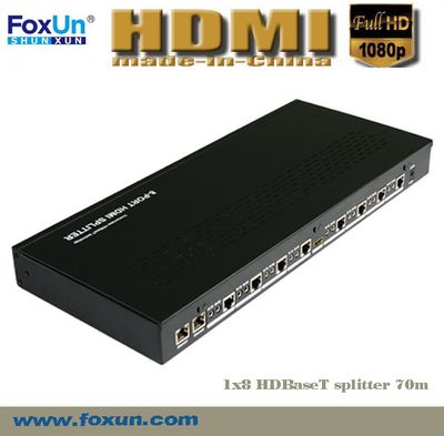 8 Port Hdbaset HDMI 70m Splitter with Cec, 3D, IR & RS232
