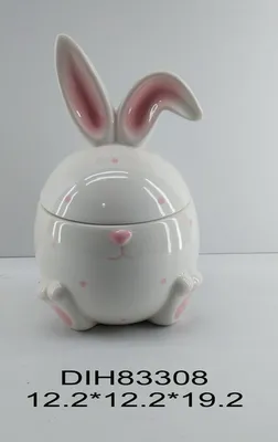 Ceramic Animal White Folded Ear Rabbit Box
