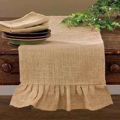 Wholesale Rustic Natural White Hessian Burlap Tablerunner Jute Decorative Runners