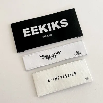 Custom End Fold Woven Garment Labels Neck Label Damask Tags for Clothing
