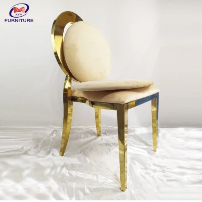 Basic Customization Modern Banquet Backrest Removable Stackable Gold Baroque Stainless Steel Dining Chair