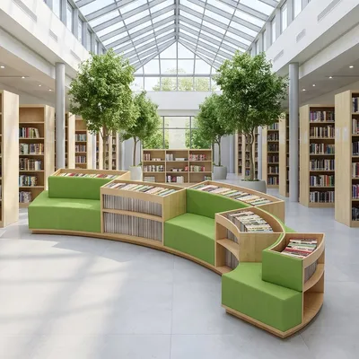 Modern L Shape Library Bench Sofa for Reading Spaces