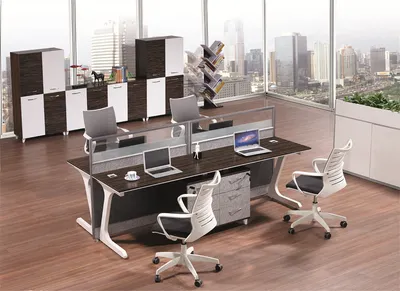 Combination Melamine Veneer Office Seating 4 Seats Partition Workstation