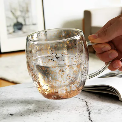 Pre-Drilled Empty Double Wall Glass Snow Globe Mug Cup with Holes DIY