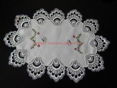 Embroidered Table Cloth with Chemical Lace (YMT079)