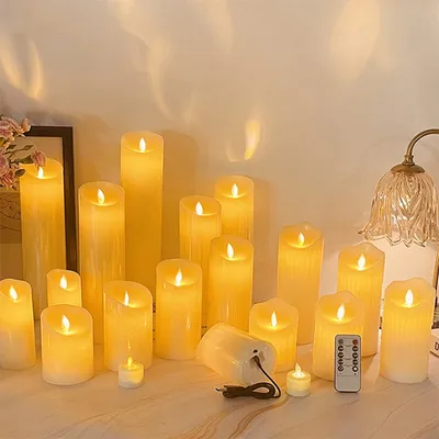 Plastic Battery Operated Candles Rechargeable Candle Lights Home Decoration LED Electronic Candle