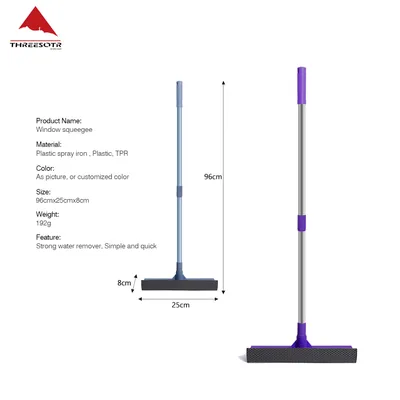 2 in 1 Telescopic Extendable Window Cleaning Squeegee Cleaner Wiper Handle Washer Scrubber