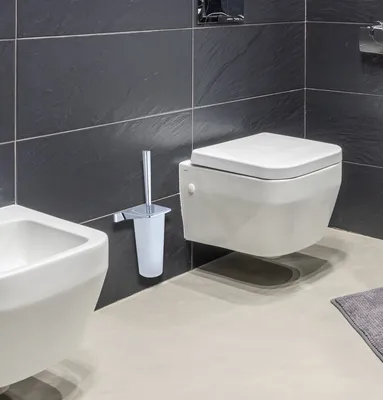 Bathroom Long Handle Wall Mounted Zinc Toilet Brush Holder Sets (NC27039)