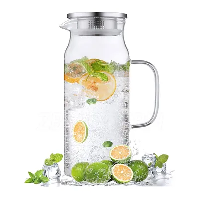 2 Liter 68 Oz Glass Pitcher with Lid Bivvclaz Glass Water Pitcher for Fridge Glass Water Carafe